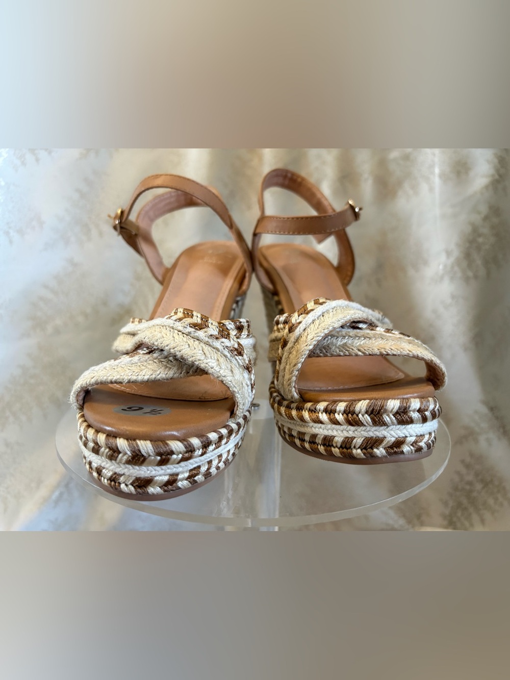 Braided Espadrille Platform Sandal - Tan & Cream